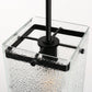 YANSUN Modern 1-Light Black Pendant Light with Stone-Pattern Glass Shade and Beveled Edge, Adjustable Rod, E26 Base