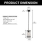 YANSUN Modern 1-Light Black Pendant Light with Stone-Pattern Glass Shade and Beveled Edge, Adjustable Rod, E26 Base