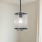YANSUN 1-Light Black Hanging Pendant Light with Water Glass Shade for Kitchen Island, Living Rooms or Entryways