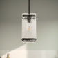 YANSUN 1-Light Black Hanging Pendant Light with Water Glass Shade for Kitchen Island, Living Rooms or Entryways