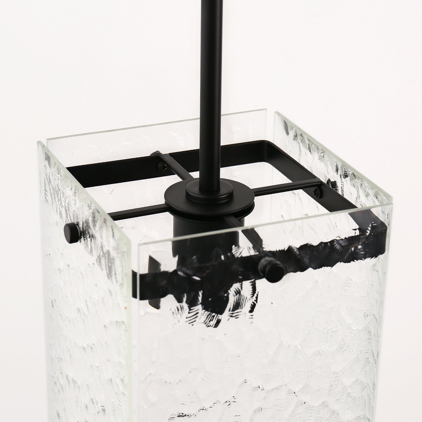 YANSUN 1-Light Black Hanging Pendant Light with Water Glass Shade for Kitchen Island, Living Rooms or Entryways