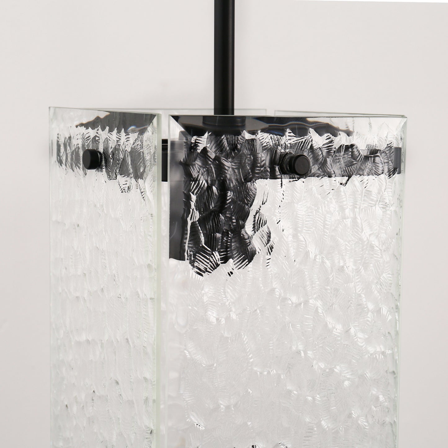 YANSUN 1-Light Black Hanging Pendant Light with Water Glass Shade for Kitchen Island, Living Rooms or Entryways