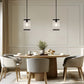 YANSUN 1-Light Black Hanging Pendant Light with Water Glass Shade for Kitchen Island, Living Rooms or Entryways