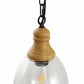 YANSUN 1-Light Pendant Light with Wood Grain Finish, Large Glass Shade, Non-Integrated E26 Base Hanging Fixture