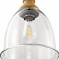 Farmhouse 1-Light Wood Grain Pendant with Large Clear Glass Shade, Rustic E26 Hanging Light for Kitchen Island