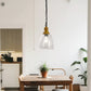 YANSUN 1-Light Pendant Light with Wood Grain Finish, Large Glass Shade, Non-Integrated E26 Base Hanging Fixture