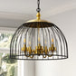 YANSUN 5-Light Black and Gold Dome Pendant Light Chandelier, E12 Base, Stylish Ceiling Fixture for Kitchen or Dining