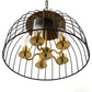 YANSUN 5-Light Black and Gold Dome Pendant Light Chandelier, E12 Base, Stylish Ceiling Fixture for Kitchen or Dining