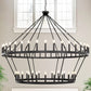70 in. 64-Light Black Farmhouse Wagon Wheel Chandelier 2-Tiers Extra-Large Pendant Light Fixtures for Living Room