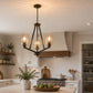 YANSUN 3-Light Brown and Brushed Nickel Chandelier with E26 Base, No Bulbs Included