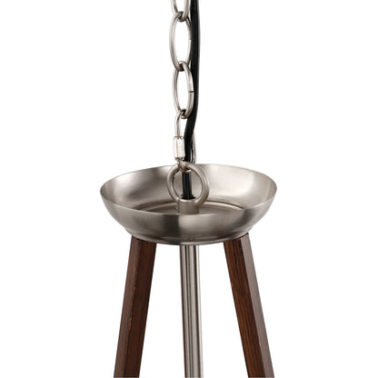 YANSUN 3-Light Brown and Brushed Nickel Chandelier with E26 Base, No Bulbs Included