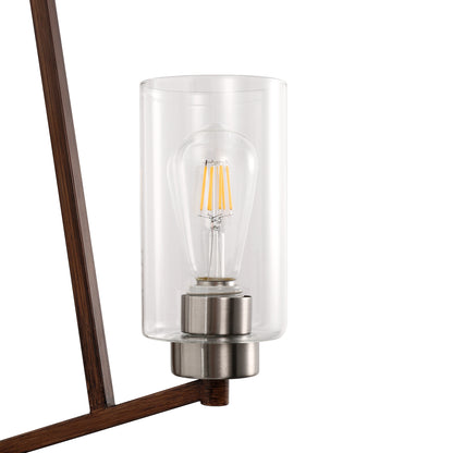 YANSUN 3-Light Brown and Brushed Nickel Chandelier with E26 Base, No Bulbs Included