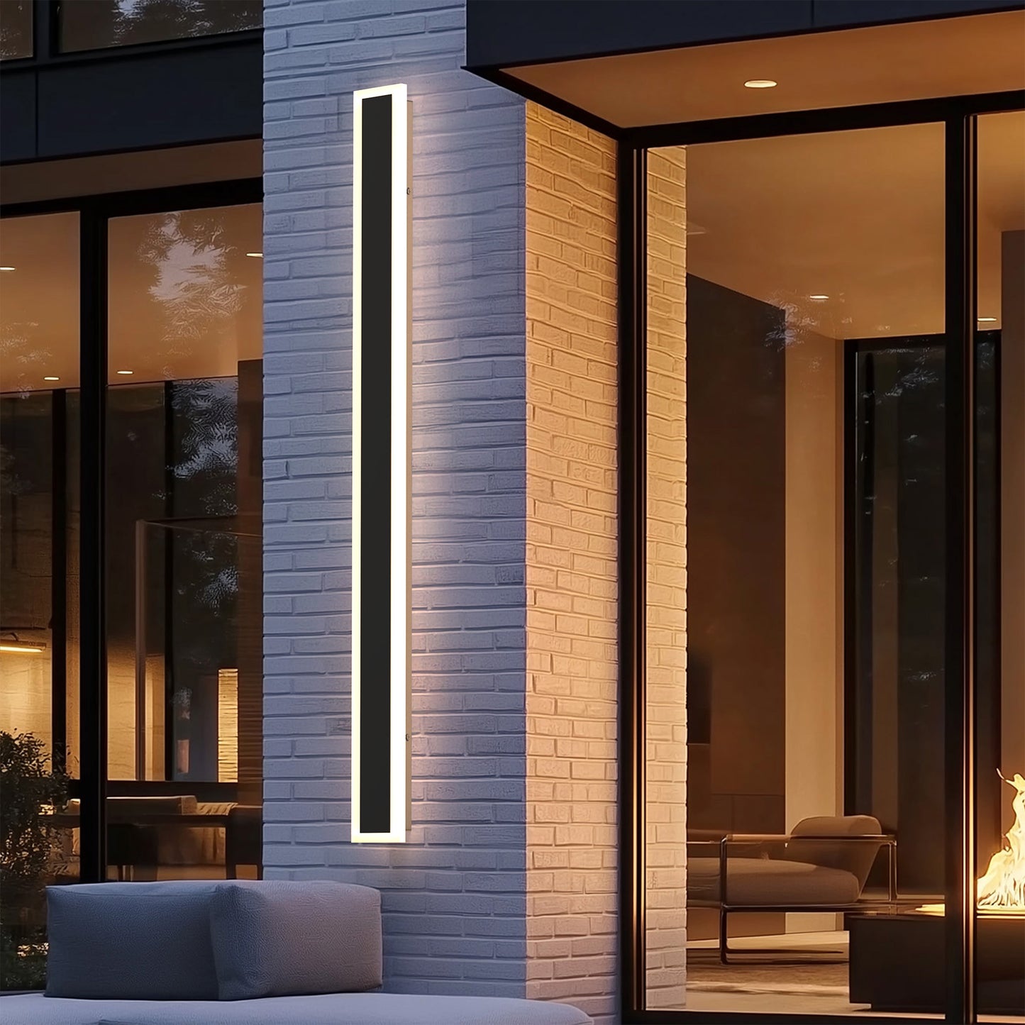 37 in. 1-Light Black Linear Integrated LED Outdoor Wall Light Waterproof Porch Light Wall Lantern Sconce 3000/6000K