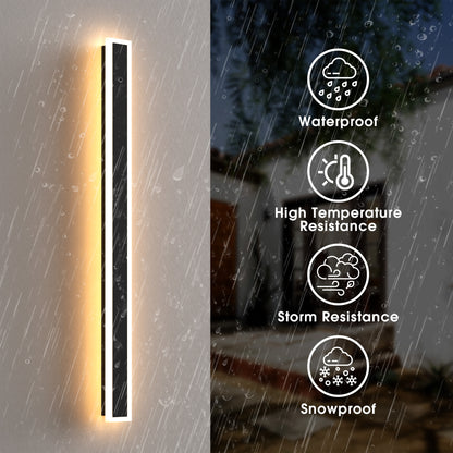 37 in. 1-Light Black Linear Integrated LED Outdoor Wall Light Waterproof Porch Light Wall Lantern Sconce 3000/6000K