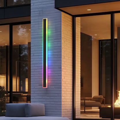 37 in. 1-Light Black Modern Integrated RGB LED Outdoor Wall Light, Waterproof Porch Lantern Sconce for Garden