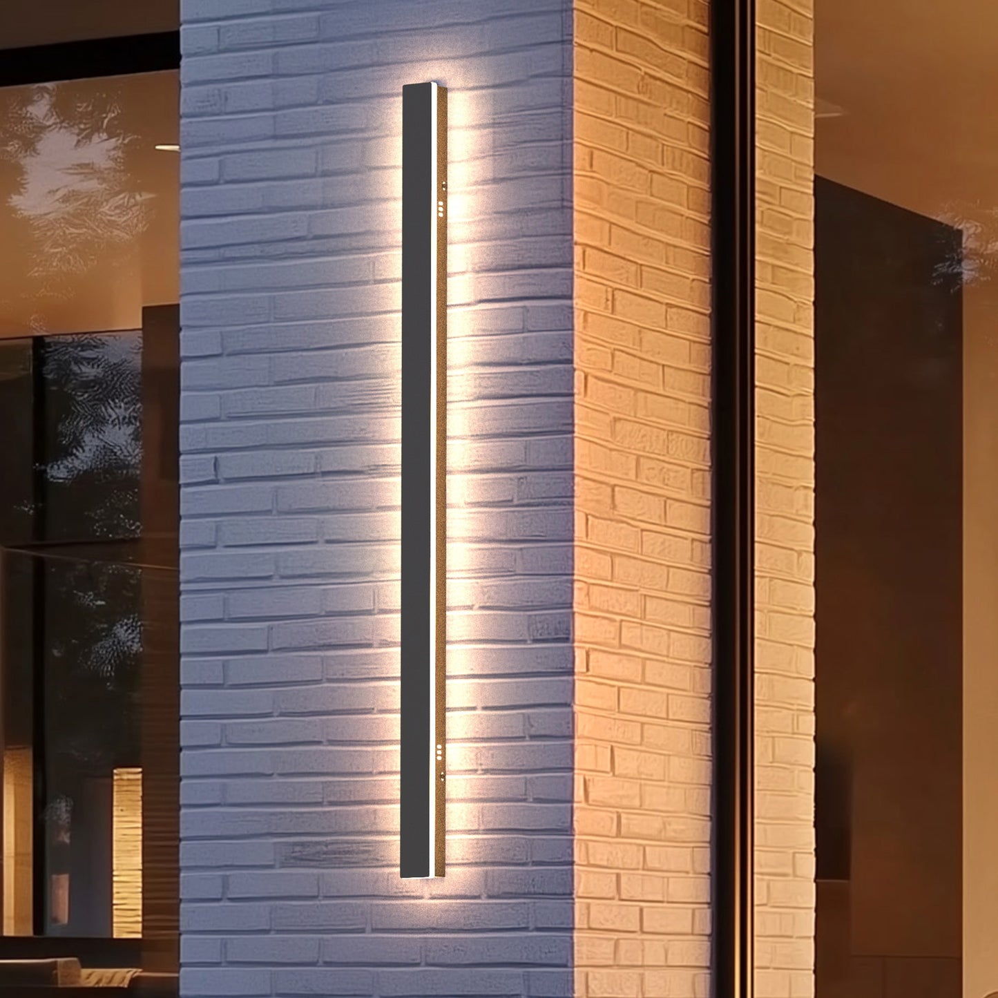 40 in. 30-Watt Black Hardwired Linear Outdoor Waterproof with Integrated LED Wall Lantern Sconce, 3000K Warm White