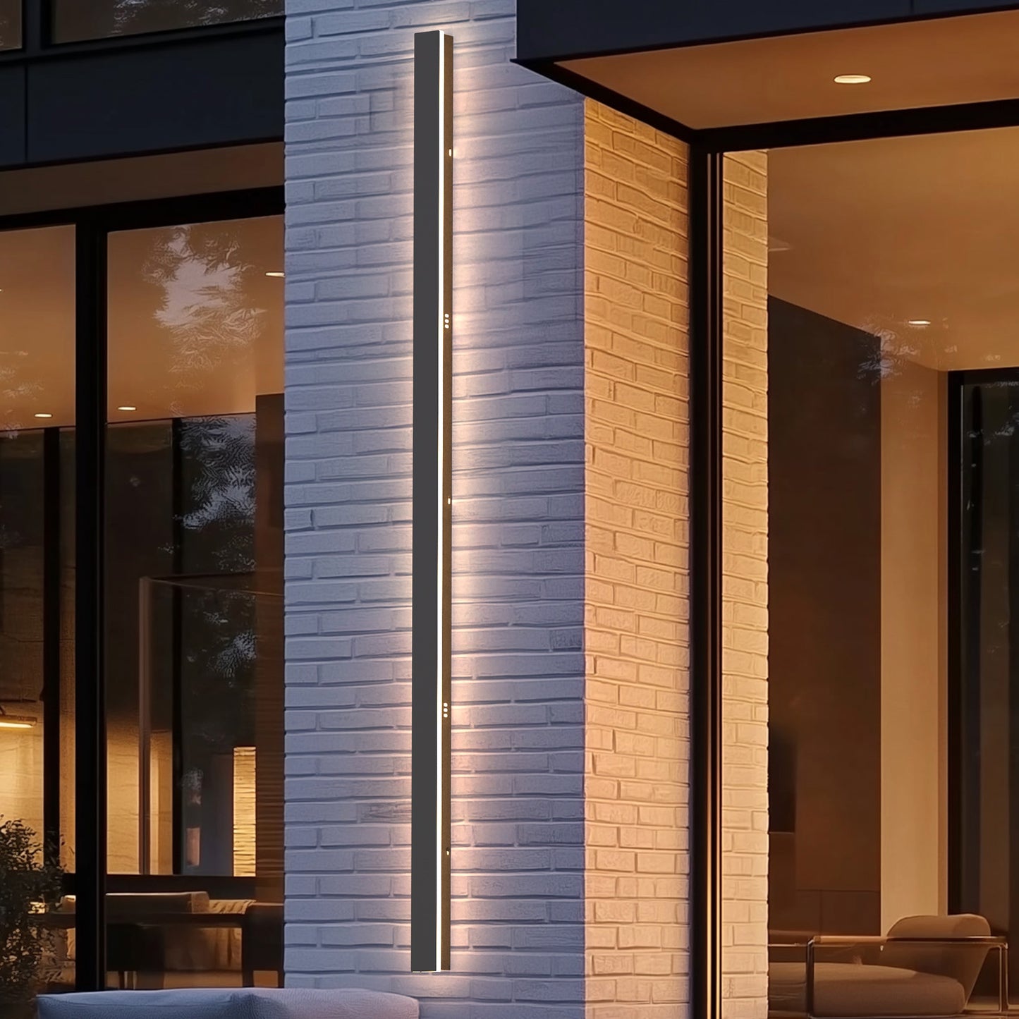 59 in. 45-Watt Black Outdoor Hardwired Linear Waterproof 3000K Warm White Integrated LED Wall Lantern Sconce