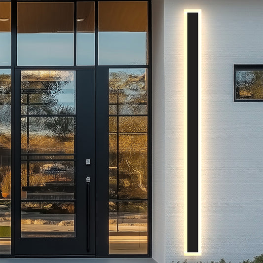 YANSUN 42.52 in. Matte Black 1-Light Lantern Wall Sconce Integrated LED Outdoor Wall Light