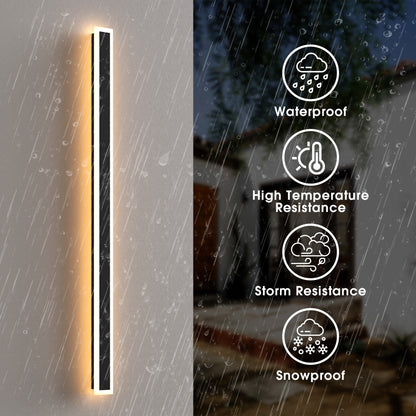 43 in. 30W 1-Light Matte Black Modern Integrated LED Outdoor Wall Light, Waterproof Porch Lantern 3000K/6000K