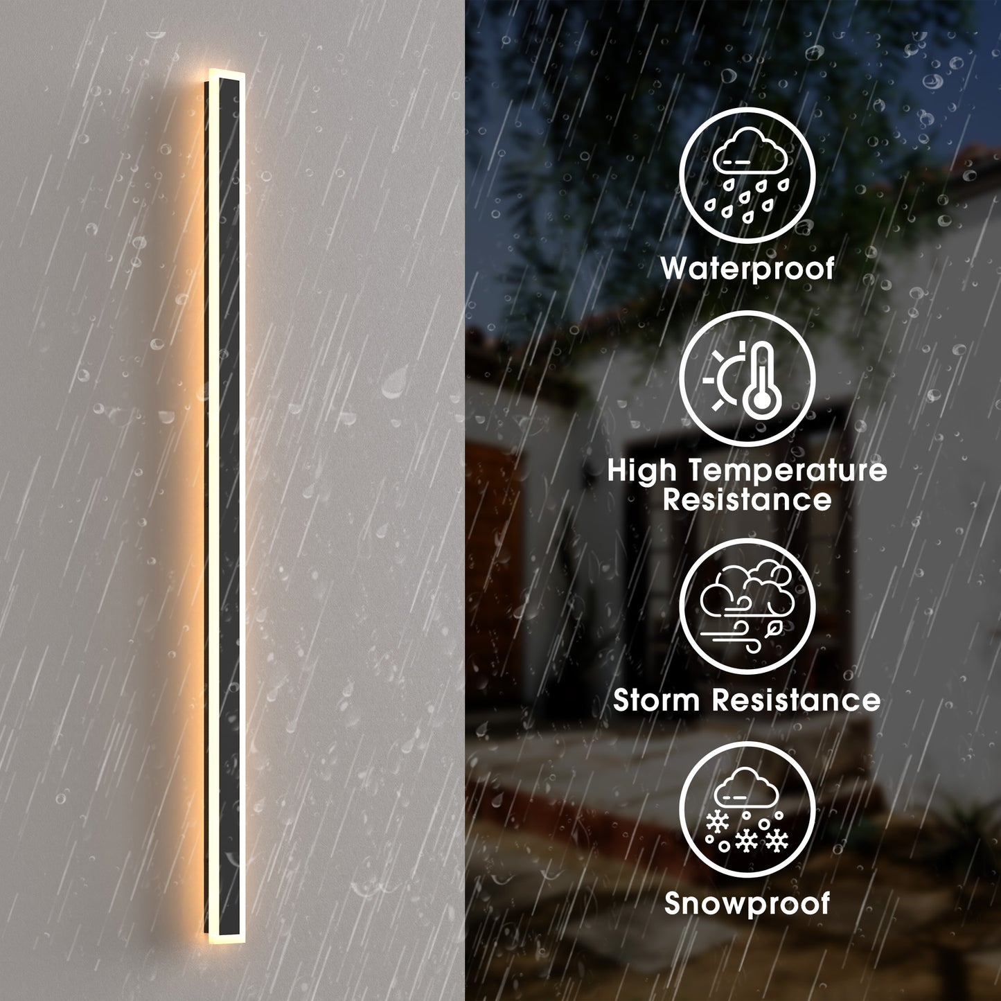 YANSUN Outdoor LED Wall Light Long Bar 150CM Sand Black 36W IP65 Warm White