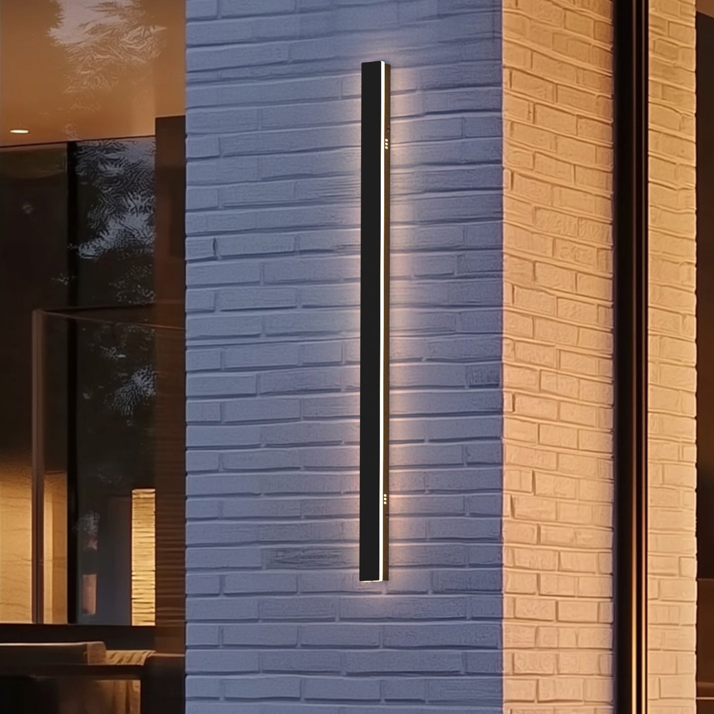 YANSUN 39.3in LED Outdoor Wall Light Slim Linear 30W Dimmable 2700K-6500K with Remote Modern Black Sconce