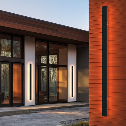 YANSUN 39.3in LED Outdoor Wall Light Slim Linear 30W Dimmable 2700K-6500K with Remote Modern Black Sconce