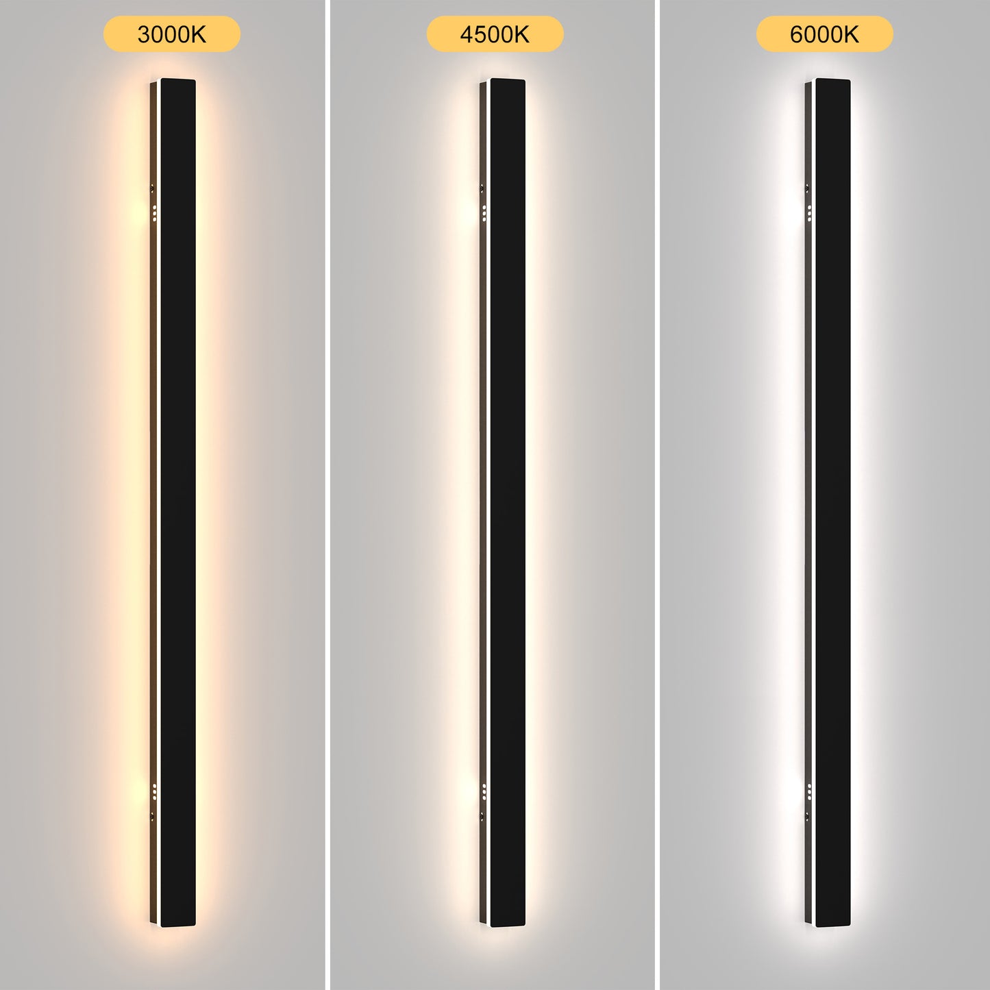 YANSUN 39.3in LED Outdoor Wall Light Slim Linear 30W Dimmable 2700K-6500K with Remote Modern Black Sconce