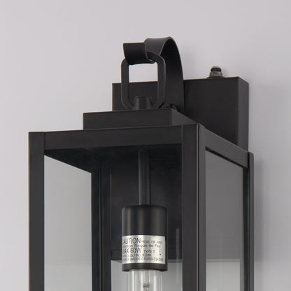 18 in. 2-Pack Large Black Dusk to Dawn Outdoor Waterproof Lantern Wall Lights with Clear Glass Shade(T30 Bulbs Included)