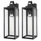 18 in. 2-Pack Large Black Dusk to Dawn Outdoor Waterproof Lantern Wall Lights with Clear Glass Shade(T30 Bulbs Included)