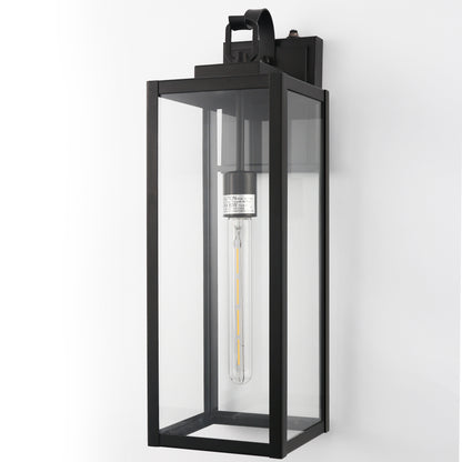 20 in. 2-Pack Large Black Outdoor Wall Lantern Sconce Waterproof with Dusk to Dawn for Porch LED Bulbs Included