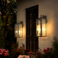 YANSUN 18 in. 2-Light Black and White Dusk to Dawn Outdoor Wall Sconce, Exterior Lantern Wall Light with Glass Shade 2-Packs