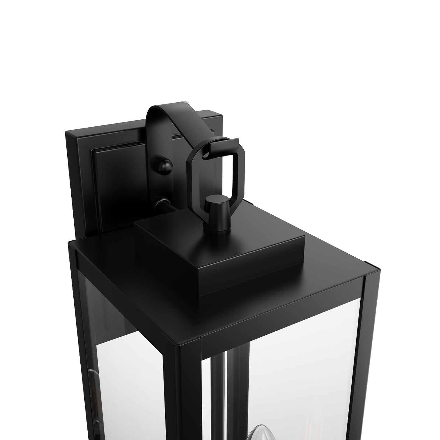 YANSUN 18 in. 2-Light Black and White Dusk to Dawn Outdoor Wall Sconce, Exterior Lantern Wall Light with Glass Shade 2-Packs