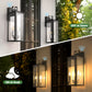 YANSUN 18 in. 2-Light Black and White Dusk to Dawn Outdoor Wall Sconce, Exterior Lantern Wall Light with Glass Shade 2-Packs