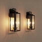 YANSUN 18 in. 2-Light Black and White Dusk to Dawn Outdoor Wall Sconce, Exterior Lantern Wall Light with Glass Shade 2-Packs
