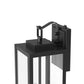YANSUN 20 in. Matte Black Rectangular Outdoor Wall Sconce with with Clear Glass Shade and Light Sensor, (Set of 2)
