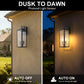 YANSUN 20 in. Matte Black Rectangular Outdoor Wall Sconce with with Clear Glass Shade and Light Sensor, (Set of 2)