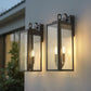 YANSUN 20 in. Matte Black Rectangular Outdoor Wall Sconce with with Clear Glass Shade and Light Sensor, (Set of 2)