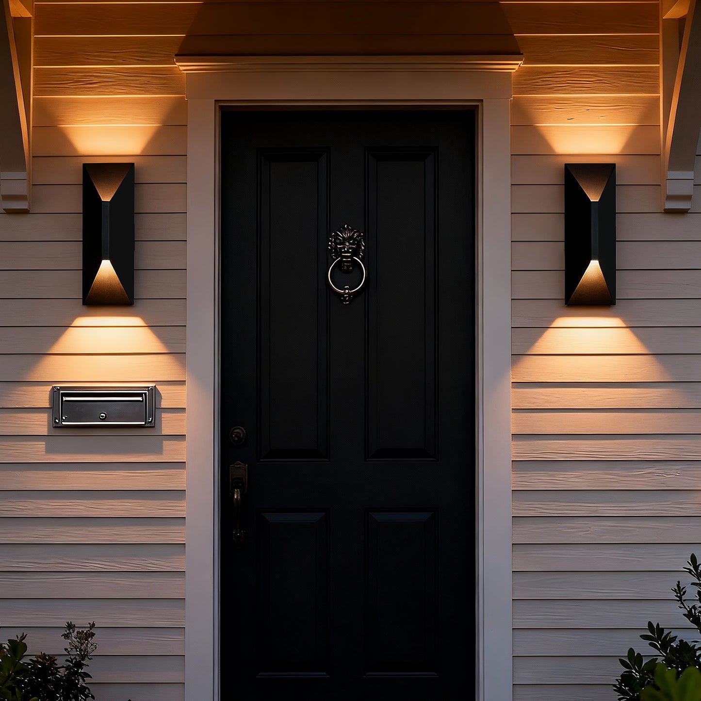 YANSUN 10-Watt Sand Black Square Diamond-Cut Outdoor Sconce Modern Exterior Wall Light with 3000K LED, Hardwired (Set of 2)