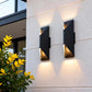 YANSUN 10-Watt Sand Black Square Diamond-Cut Outdoor Sconce Modern Exterior Wall Light with 3000K LED, Hardwired (Set of 2)
