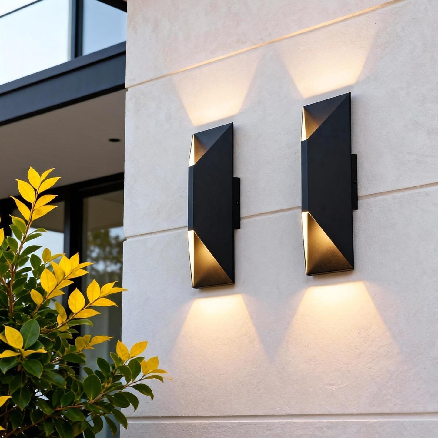 YANSUN 10-Watt Sand Black Square Diamond-Cut Outdoor Sconce Modern Exterior Wall Light with 3000K LED, Hardwired (Set of 2)