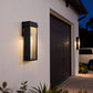 YANSUN 10-Watt Sand Black Rectangle Water Ripple Outdoor Coach Sconce with Dusk to Dawn, 3000K LED, (Set of 2) for Entries