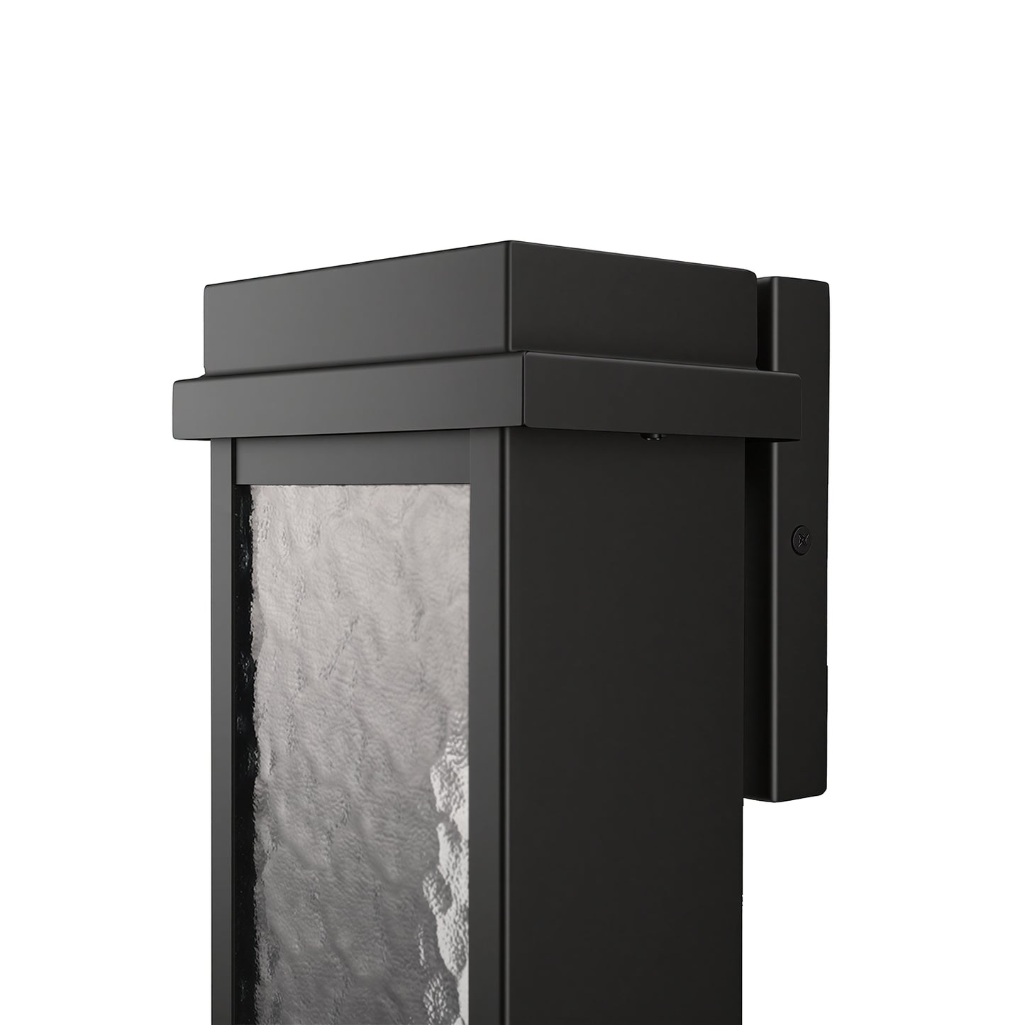 YANSUN 10-Watt Sand Black Rectangle Water Ripple Outdoor Coach Sconce with Dusk to Dawn, 3000K LED, (Set of 2) for Entries