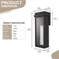 YANSUN 10-Watt Sand Black Rectangle Water Ripple Outdoor Coach Sconce with Dusk to Dawn, 3000K LED, (Set of 2) for Entries
