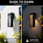 YANSUN 10-Watt Sand Black Rectangle Water Ripple Outdoor Coach Sconce with Dusk to Dawn, 3000K LED, (Set of 2) for Entries