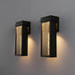 YANSUN 10-Watt Sand Black Rectangle Water Ripple Outdoor Coach Sconce with Dusk to Dawn, 3000K LED, (Set of 2) for Entries