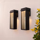 YANSUN 10-Watt Sand Black Rectangle Water Ripple Outdoor Coach Sconce with Dusk to Dawn, 3000K LED, (Set of 2) for Entries