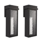 YANSUN 10-Watt Sand Black Rectangle Water Ripple Outdoor Coach Sconce with Dusk to Dawn, 3000K LED, (Set of 2) for Entries