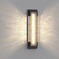 YANSUN Outdoor Wall Light with Wavy Glass Panel, Integrated LED 2700K Warm White, Sand Black Finish, 18.9-Inch Length