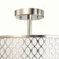 YANSUN 17-Inch Flush Mount Ceiling Light with Perforated Metal & Fabric Shade, Brushed Nickel Finish, Traditional Design