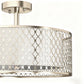 YANSUN 17-Inch Flush Mount Ceiling Light with Perforated Metal & Fabric Shade, Brushed Nickel Finish, Traditional Design